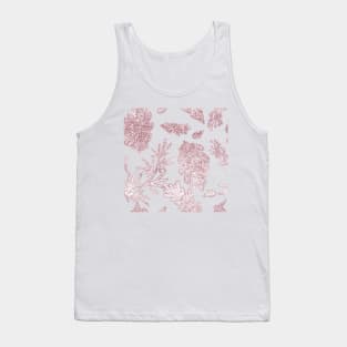 Burgundy tropical garden - rose gold glitter Tank Top